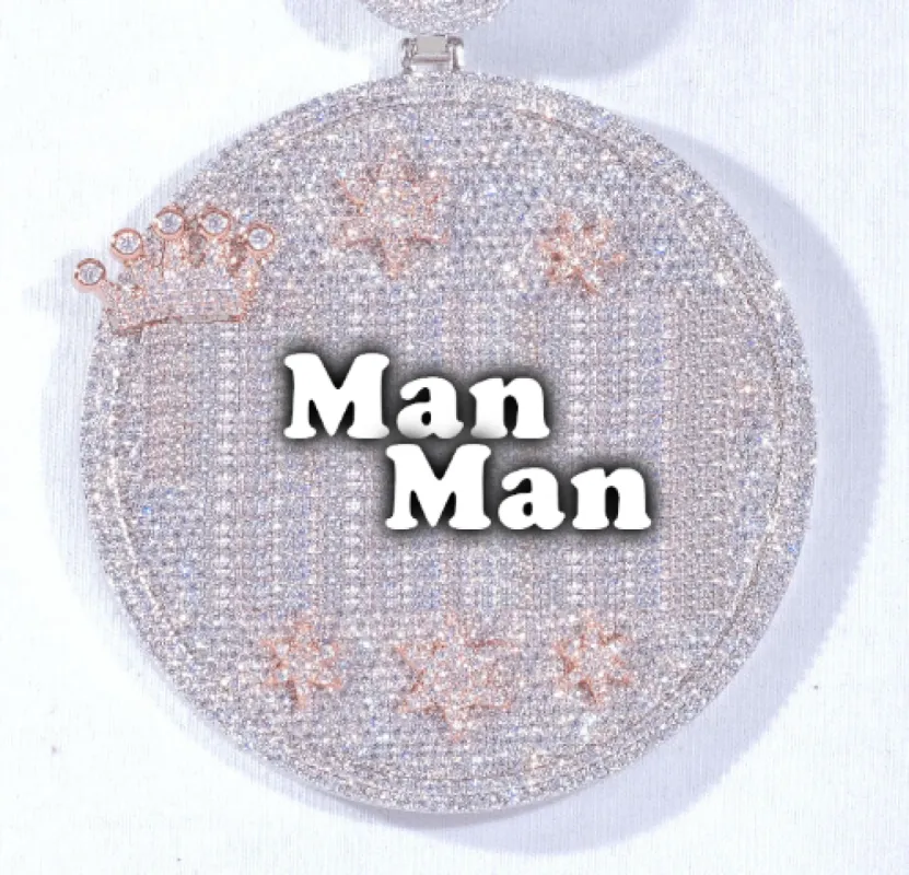 CUSTOM LETTER NECKLACE 3D BIG CROWN DISC made by The GUU Shop