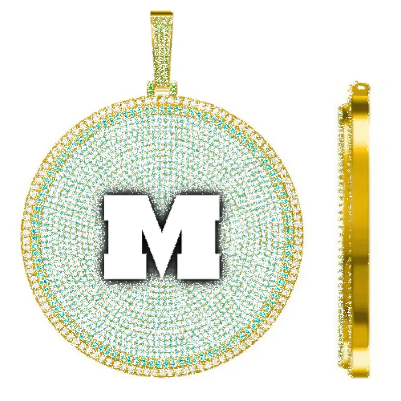 CUSTOM LETTER NECKLACE 3D BIG DISC sold by The GUU Shop