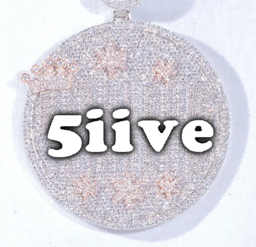 CUSTOM LETTER NECKLACE 3D BIG CROWN DISC sold by The GUU Shop