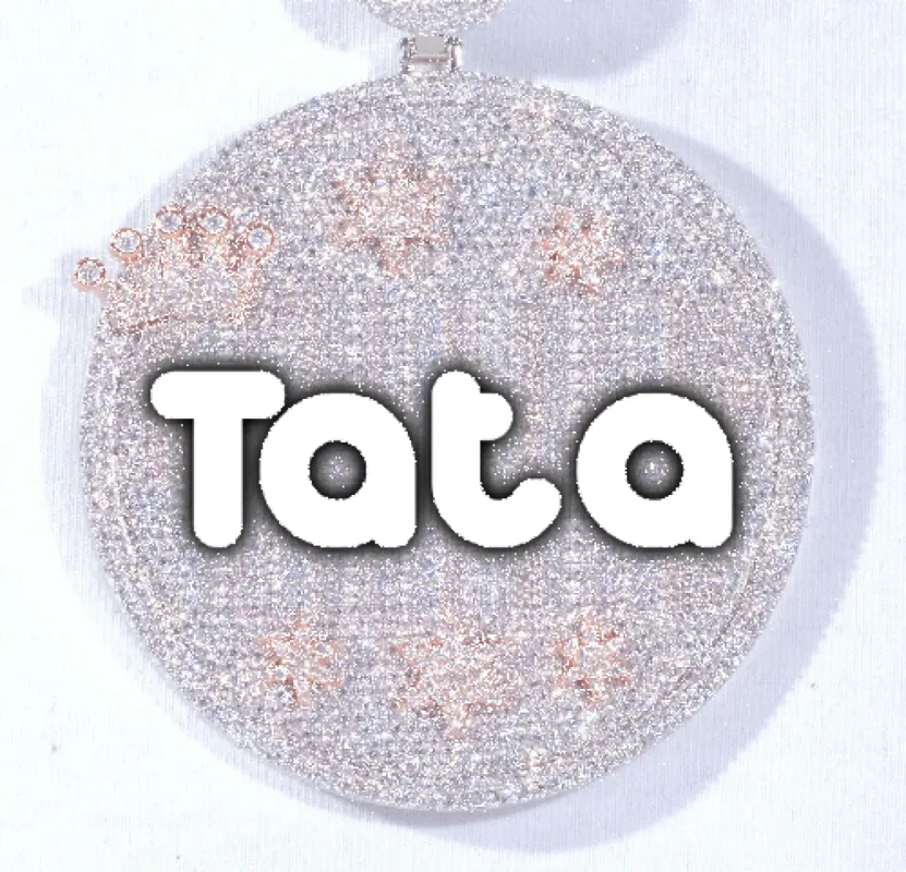 CUSTOM LETTER NECKLACE 3D BIG CROWN DISC sold by The GUU Shop