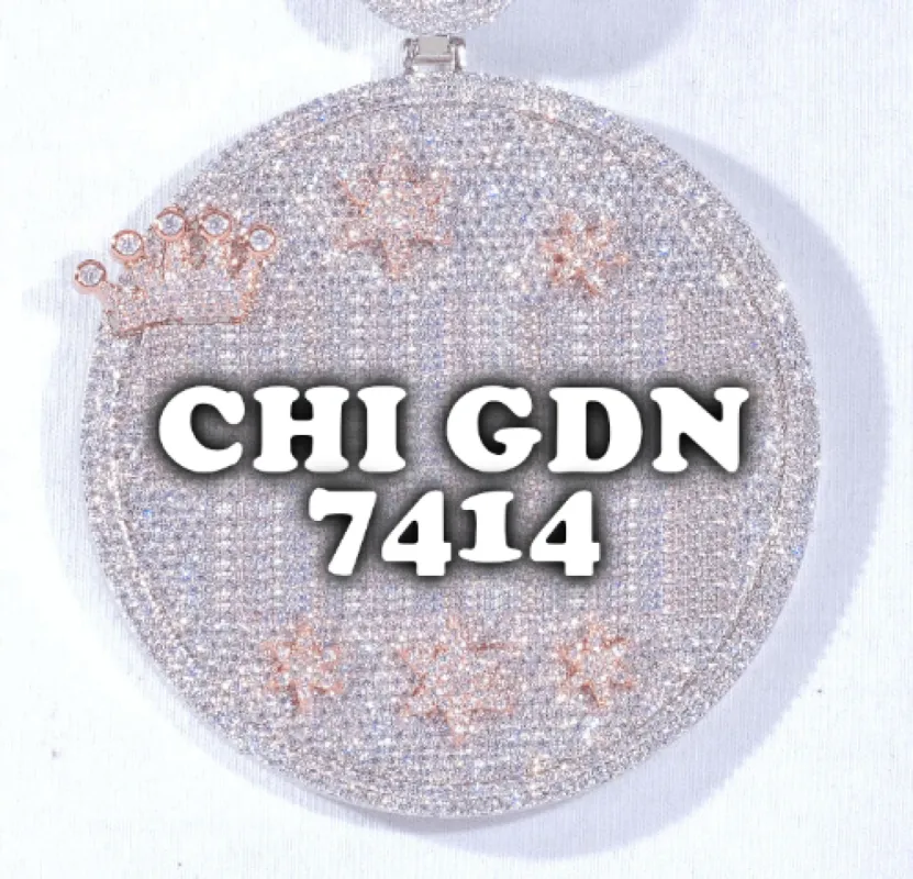 CUSTOM LETTER NECKLACE 3D BIG CROWN DISC sold by The GUU Shop