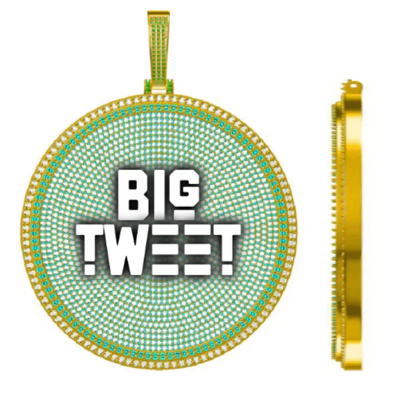 CUSTOM LETTER NECKLACE 3D BIG DISC sold by The GUU Shop