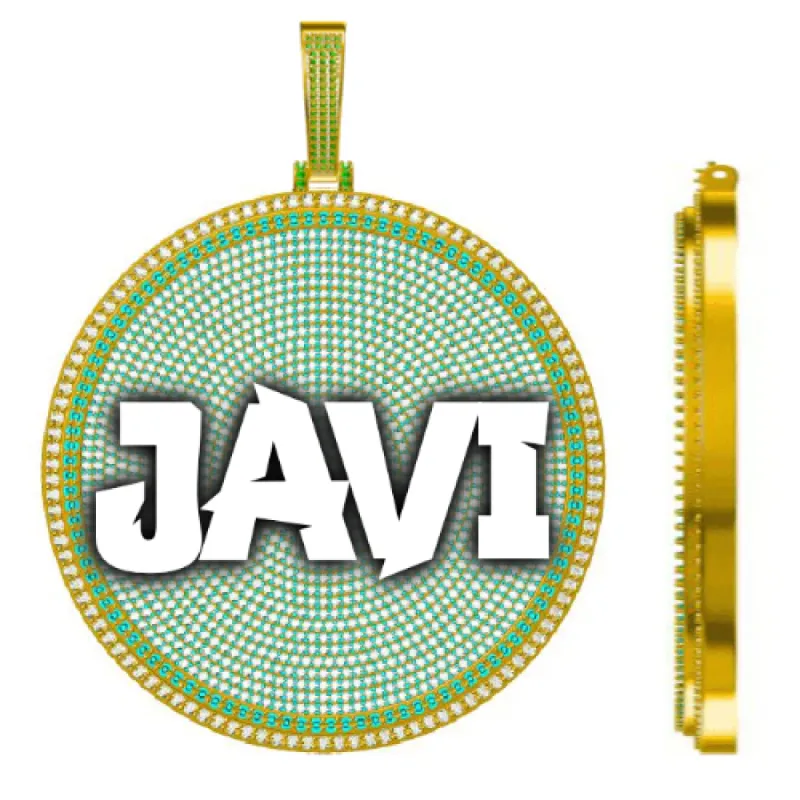 CUSTOM LETTER NECKLACE 3D BIG DISC sold by The GUU Shop