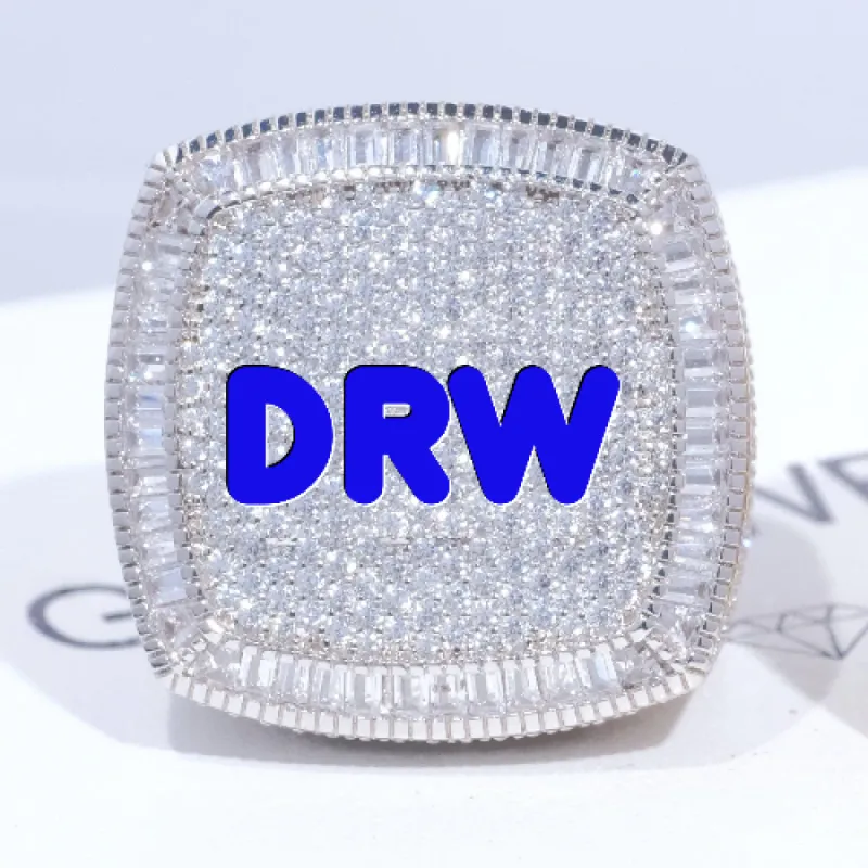 CUSTOM LETTER 3D ICED RING sold by The GUU Shop