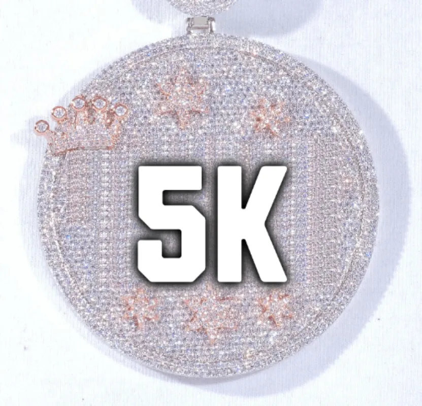 CUSTOM LETTER NECKLACE 3D BIG CROWN DISC sold by The GUU Shop