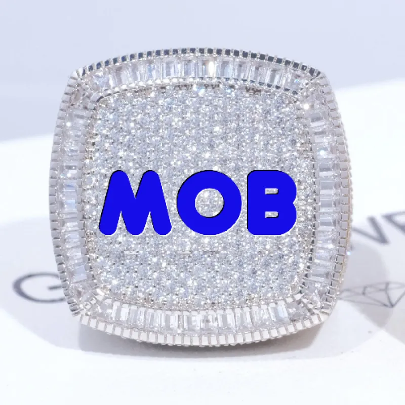 CUSTOM LETTER 3D ICED RING sold by The GUU Shop