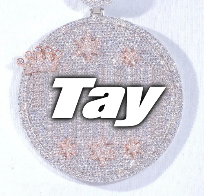 CUSTOM LETTER NECKLACE 3D BIG CROWN DISC sold by The GUU Shop