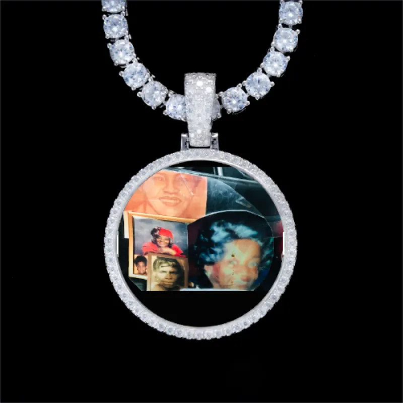 925S & VVS Moissanite 3D Circle Custom Picture Pendant sold by The GUU Shop