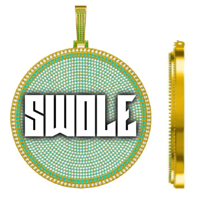 CUSTOM LETTER NECKLACE 3D BIG DISC sold by The GUU Shop