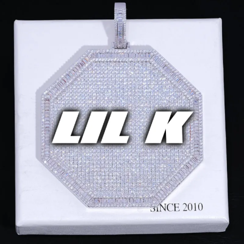 CUSTOM LETTER NECKLACE 3D BIG OCTAGON sold by The GUU Shop