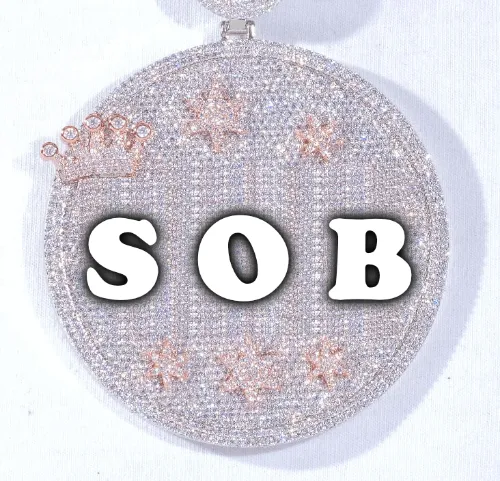 CUSTOM LETTER NECKLACE 3D BIG CROWN DISC sold by The GUU Shop