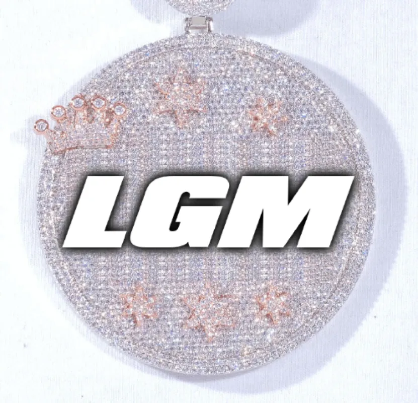 CUSTOM LETTER NECKLACE 3D BIG CROWN DISC sold by The GUU Shop