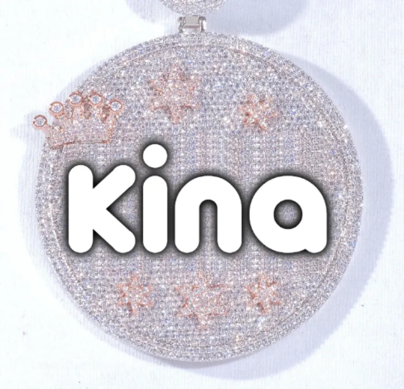 CUSTOM LETTER NECKLACE 3D BIG CROWN DISC sold by The GUU Shop