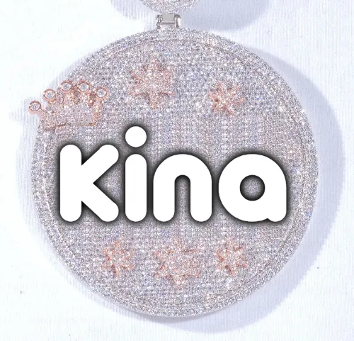 CUSTOM LETTER NECKLACE 3D BIG CROWN DISC sold by The GUU Shop