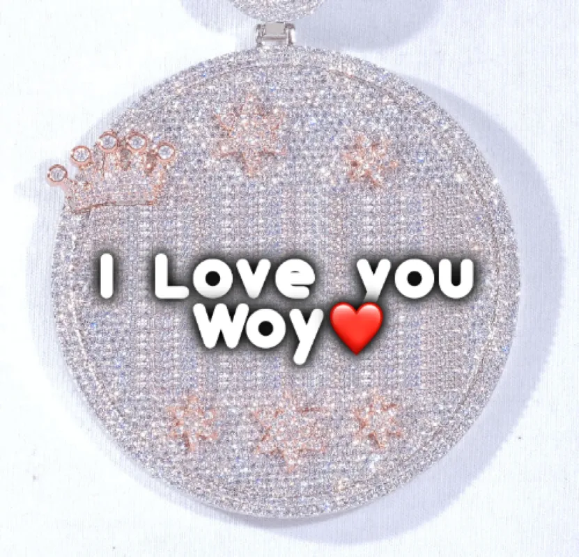 CUSTOM LETTER NECKLACE 3D BIG CROWN DISC made by The GUU Shop