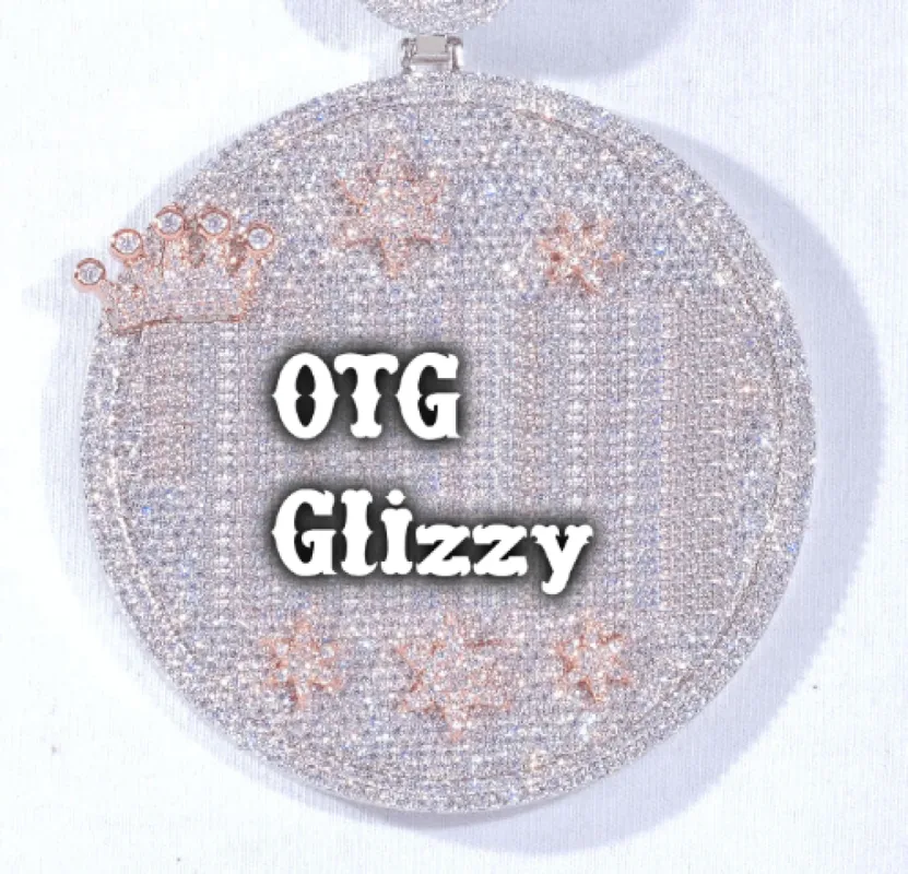 CUSTOM LETTER NECKLACE 3D BIG CROWN DISC sold by The GUU Shop