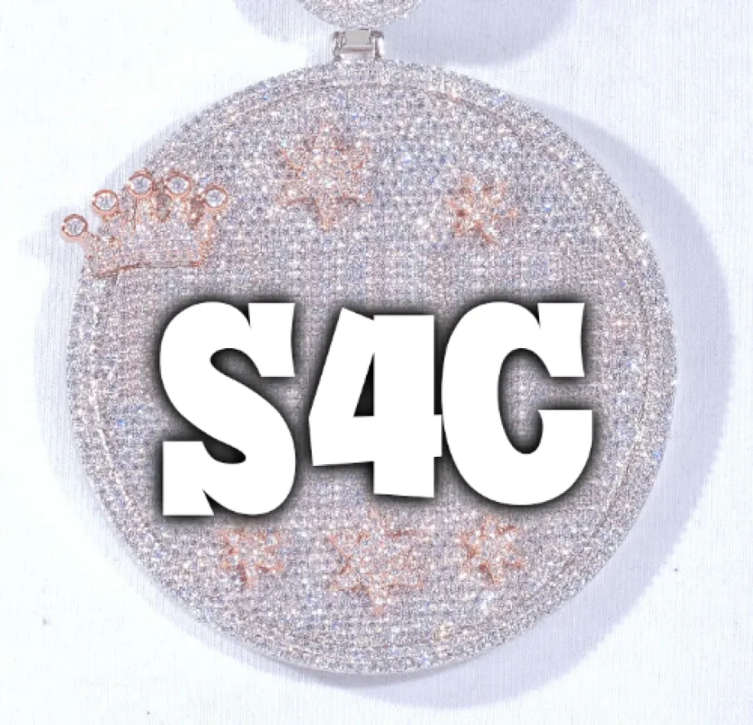 CUSTOM LETTER NECKLACE 3D BIG CROWN DISC sold by The GUU Shop