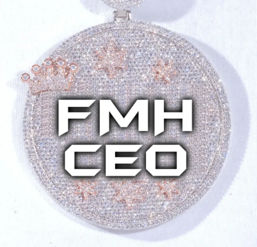 CUSTOM LETTER NECKLACE 3D BIG CROWN DISC sold by The GUU Shop