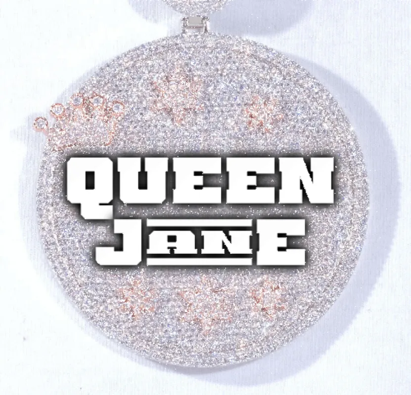 CUSTOM LETTER NECKLACE 3D BIG CROWN DISC sold by The GUU Shop