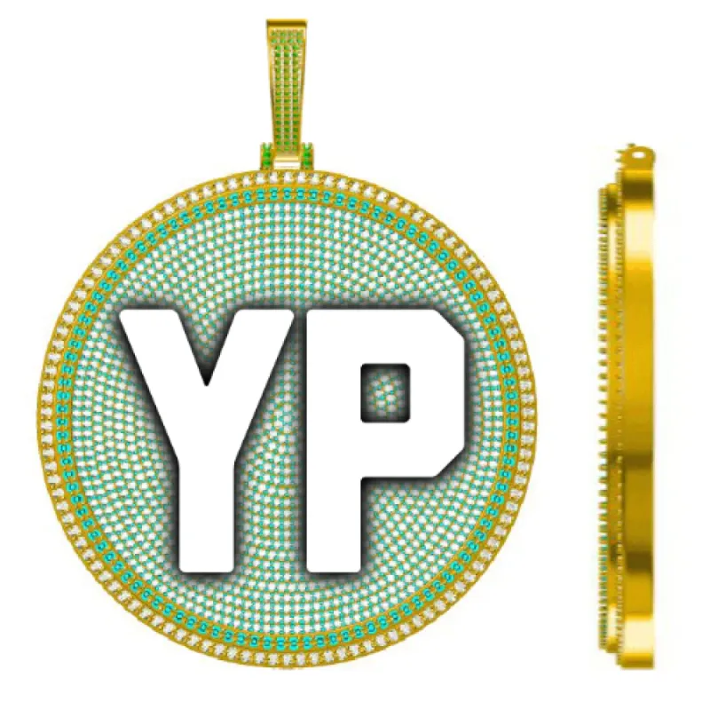 CUSTOM LETTER NECKLACE 3D BIG DISC sold by The GUU Shop