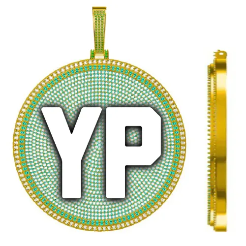 CUSTOM LETTER NECKLACE 3D BIG DISC sold by The GUU Shop