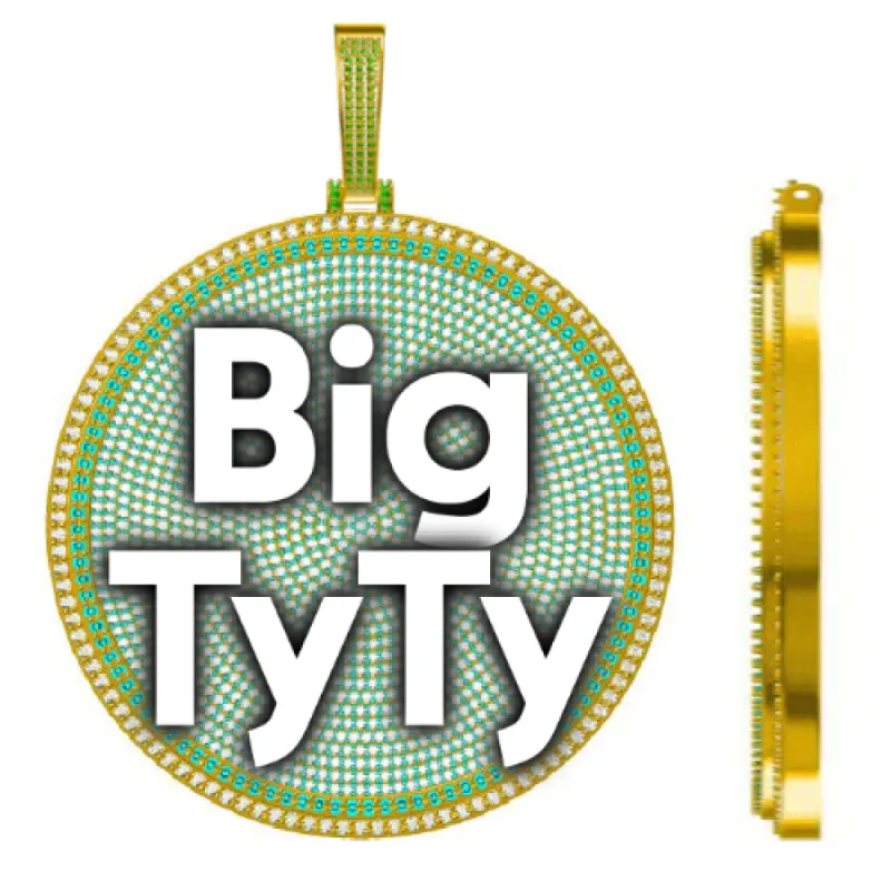 CUSTOM LETTER NECKLACE 3D BIG DISC sold by The GUU Shop