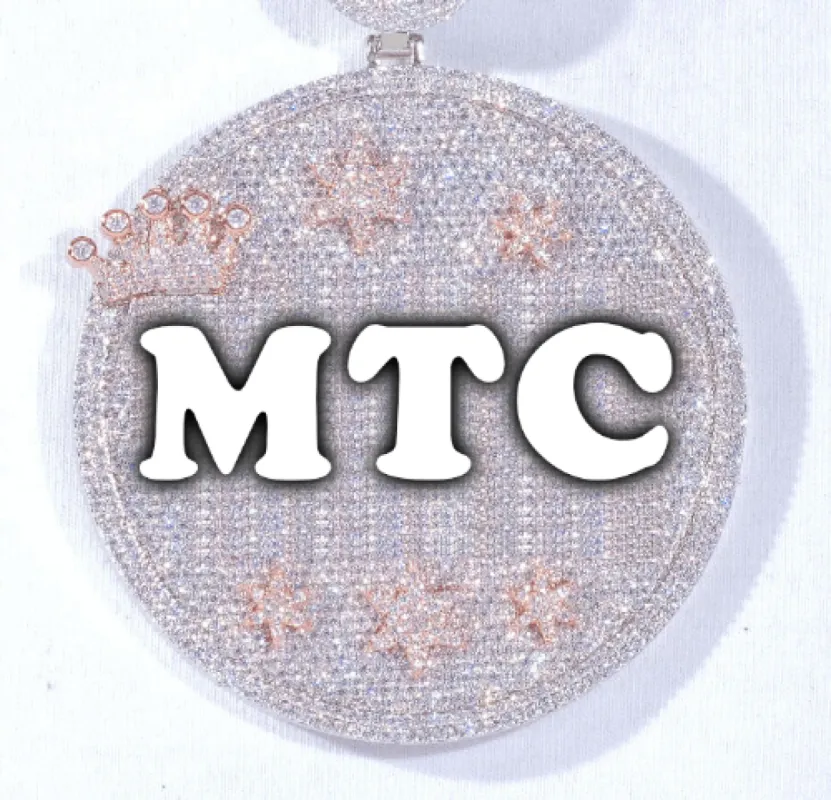 CUSTOM LETTER NECKLACE 3D BIG CROWN DISC sold by The GUU Shop