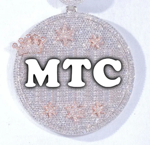 CUSTOM LETTER NECKLACE 3D BIG CROWN DISC sold by The GUU Shop