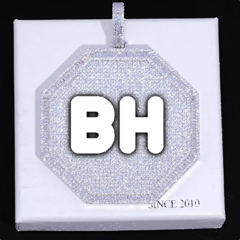 CUSTOM LETTER NECKLACE 3D BIG OCTAGON sold by The GUU Shop