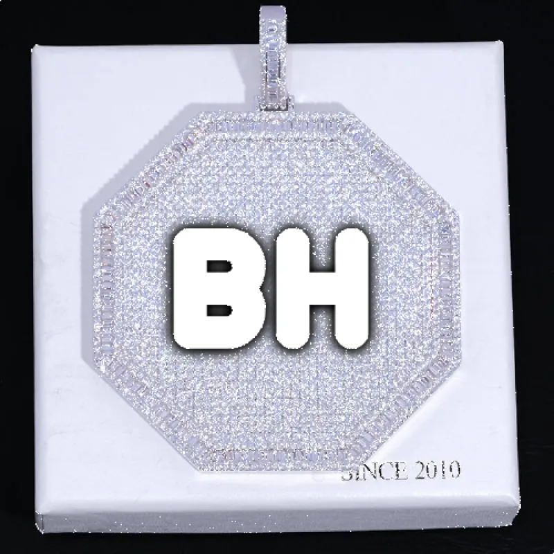 CUSTOM LETTER NECKLACE 3D BIG OCTAGON sold by The GUU Shop