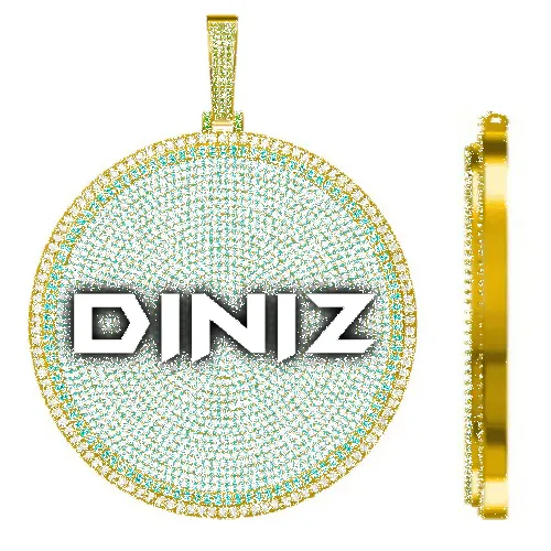 CUSTOM LETTER NECKLACE 3D BIG DISC sold by The GUU Shop