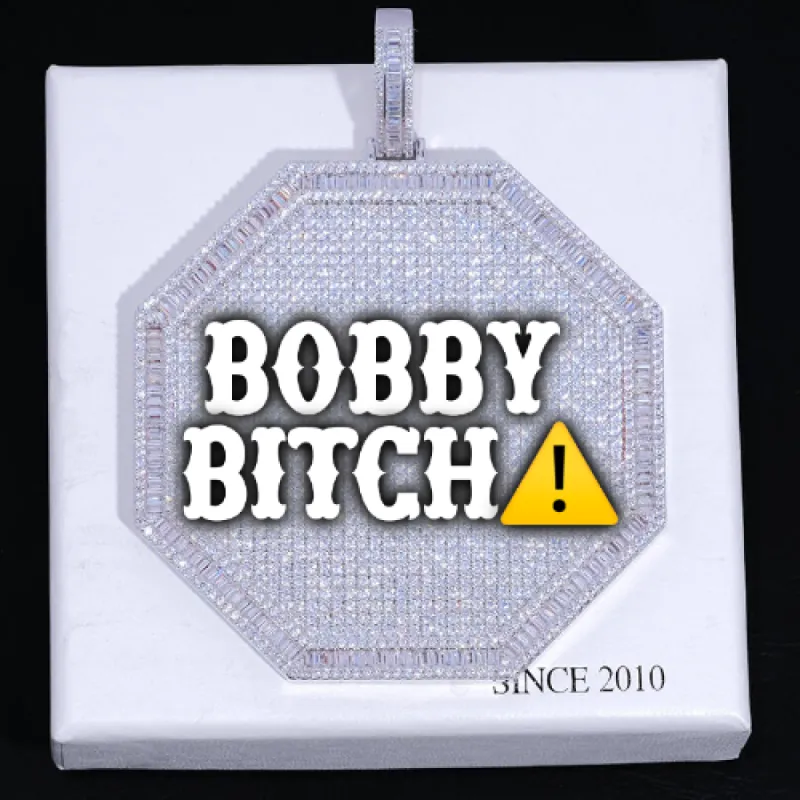 CUSTOM LETTER NECKLACE 3D BIG OCTAGON sold by The GUU Shop