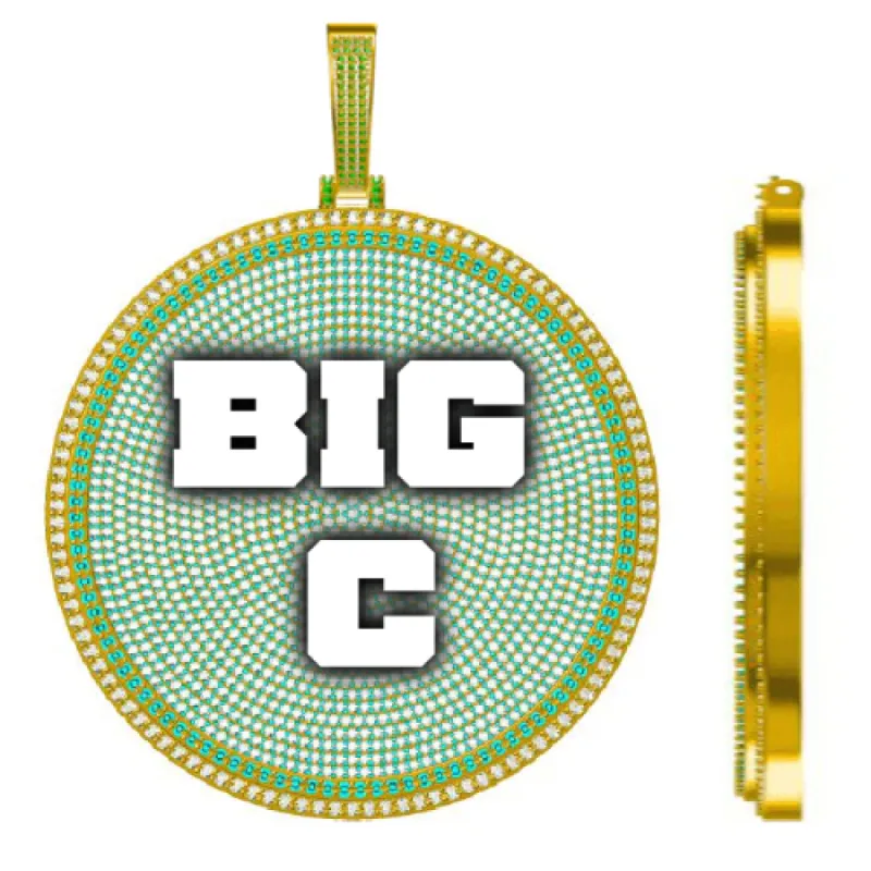 CUSTOM LETTER NECKLACE 3D BIG DISC sold by The GUU Shop