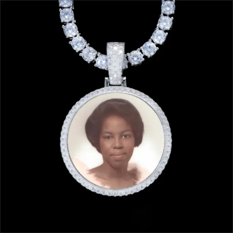 925S & VVS Moissanite 3D Circle Custom Picture Pendant sold by The GUU Shop