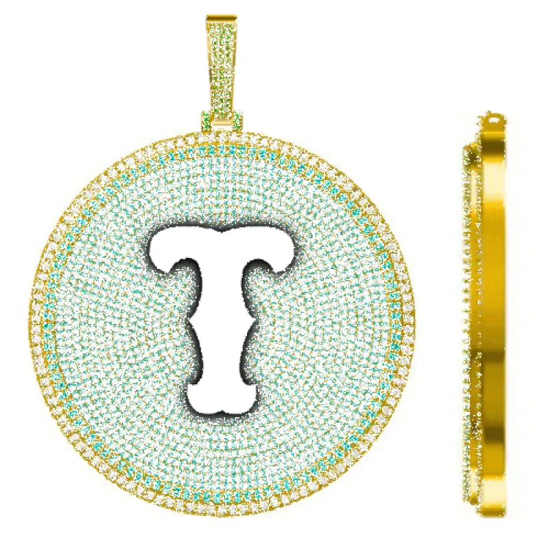 CUSTOM LETTER NECKLACE 3D BIG DISC sold by The GUU Shop