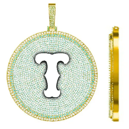 CUSTOM LETTER NECKLACE 3D BIG DISC sold by The GUU Shop