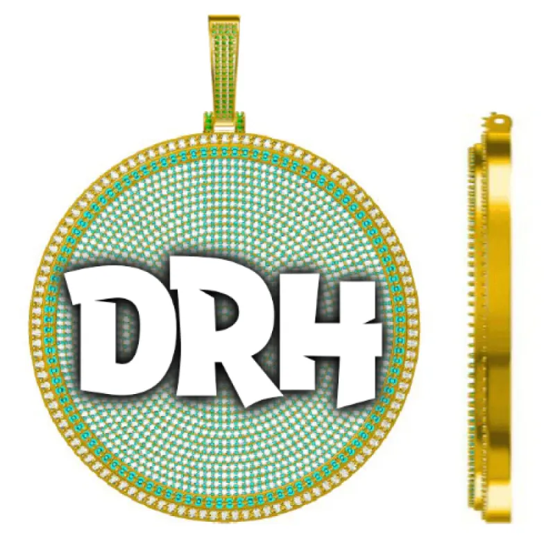 CUSTOM LETTER NECKLACE 3D BIG DISC sold by The GUU Shop