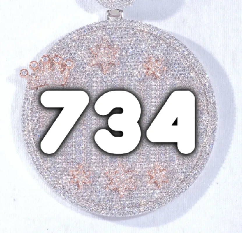 CUSTOM LETTER NECKLACE 3D BIG CROWN DISC sold by The GUU Shop