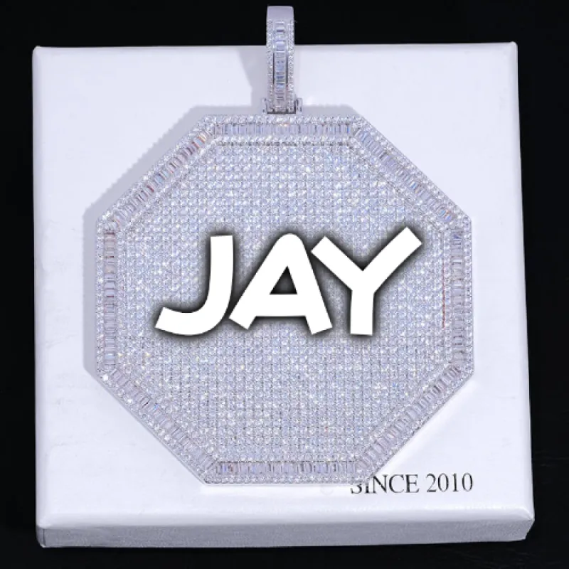 CUSTOM LETTER NECKLACE 3D BIG OCTAGON sold by The GUU Shop