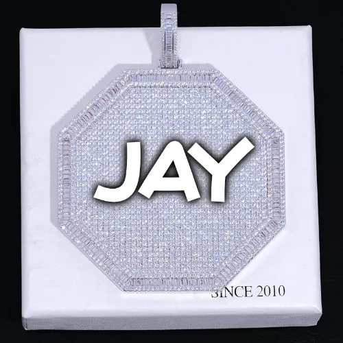 CUSTOM LETTER NECKLACE 3D BIG OCTAGON sold by The GUU Shop