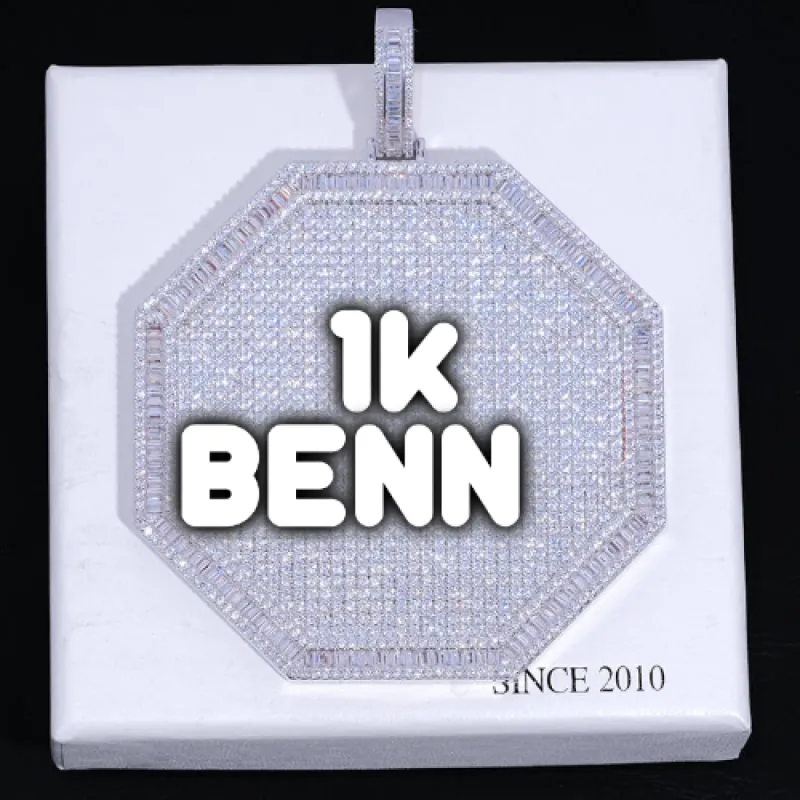 CUSTOM LETTER NECKLACE 3D BIG OCTAGON sold by The GUU Shop