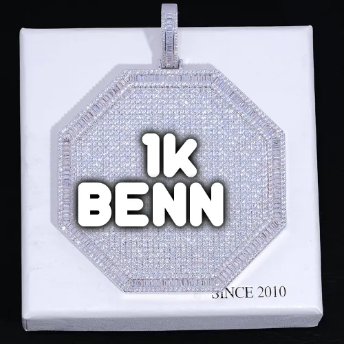 CUSTOM LETTER NECKLACE 3D BIG OCTAGON sold by The GUU Shop