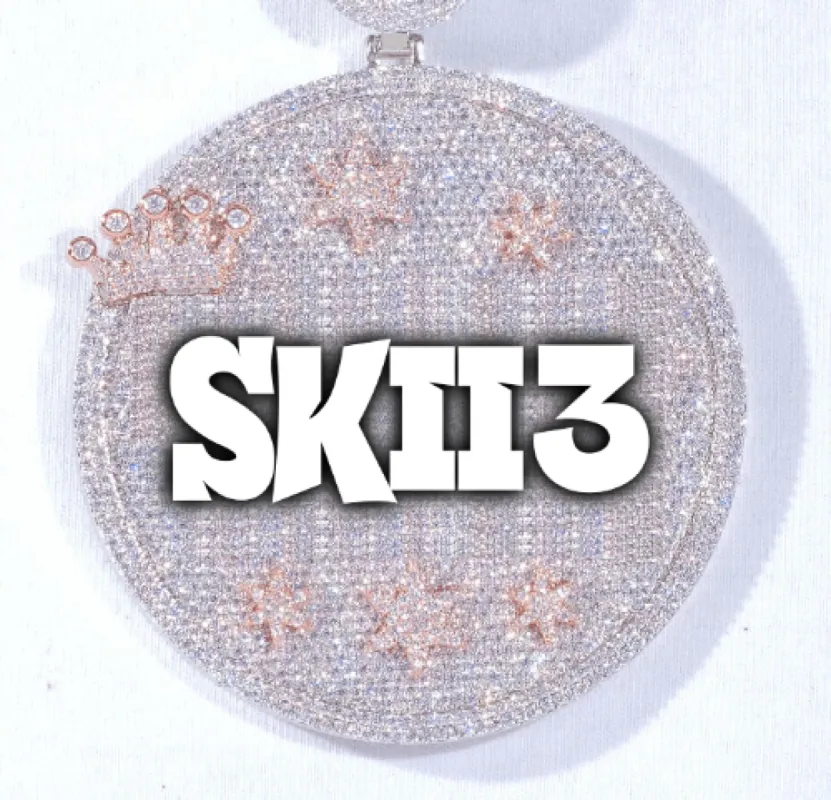 CUSTOM LETTER NECKLACE 3D BIG CROWN DISC sold by The GUU Shop