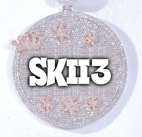 CUSTOM LETTER NECKLACE 3D BIG CROWN DISC sold by The GUU Shop