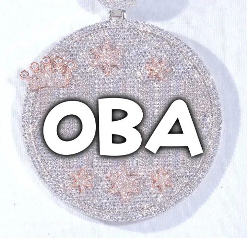 CUSTOM LETTER NECKLACE 3D BIG CROWN DISC sold by The GUU Shop