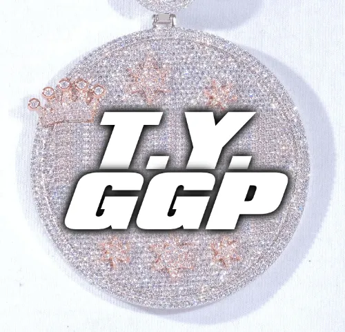 CUSTOM LETTER NECKLACE 3D BIG CROWN DISC sold by The GUU Shop