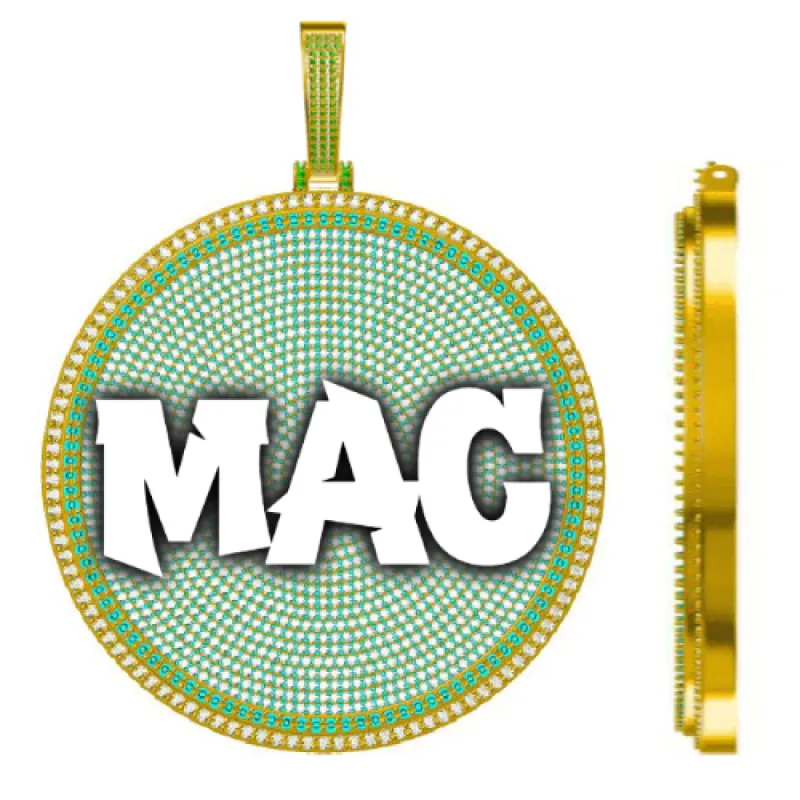 CUSTOM LETTER NECKLACE 3D BIG DISC sold by The GUU Shop