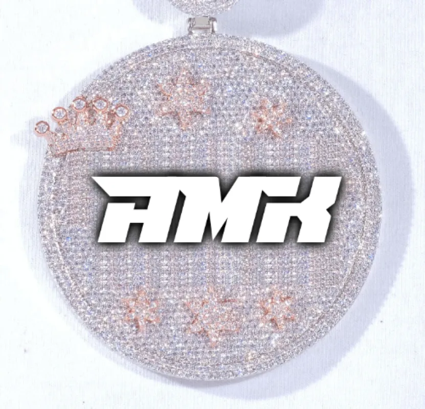 CUSTOM LETTER NECKLACE 3D BIG CROWN DISC sold by The GUU Shop