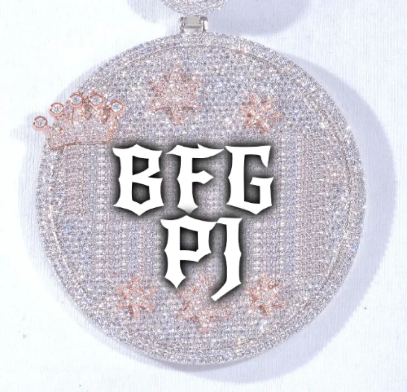 CUSTOM LETTER NECKLACE 3D BIG CROWN DISC sold by The GUU Shop