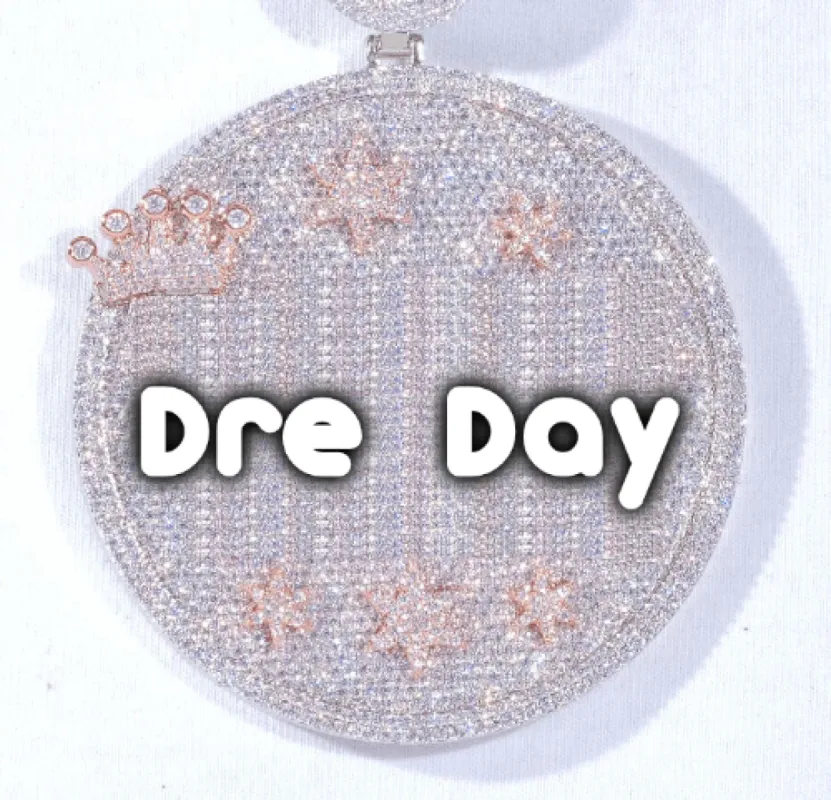 CUSTOM LETTER NECKLACE 3D BIG CROWN DISC sold by The GUU Shop